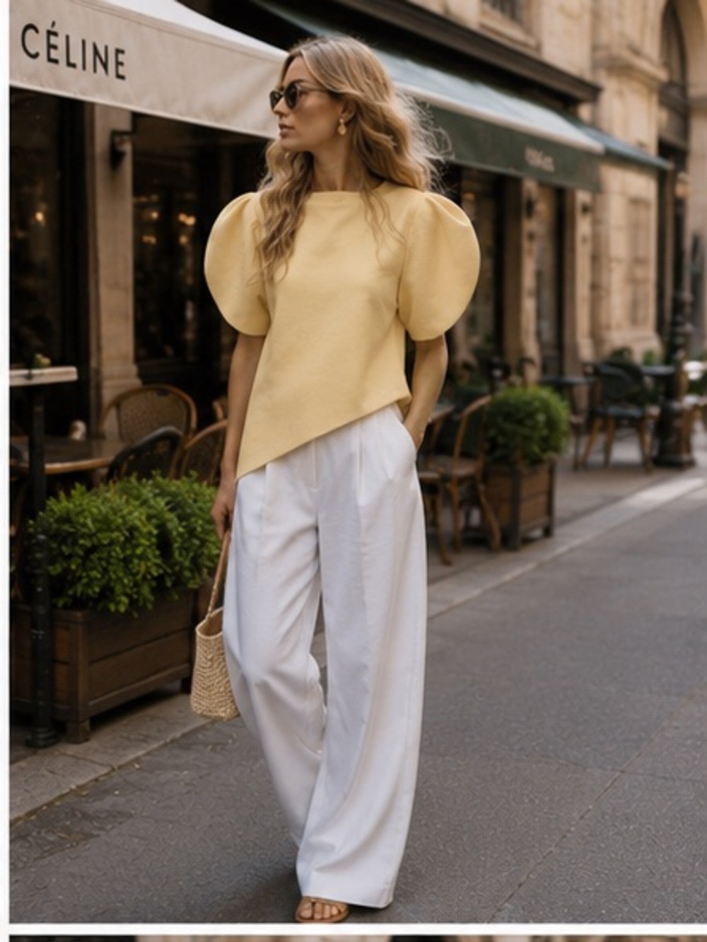 Zara Pale Yellow Puff-Sleeve Maxi Top
